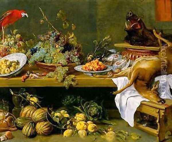Still Life with Fruit, Vegetables and Dead Game Oil Painting - Frans Snyders