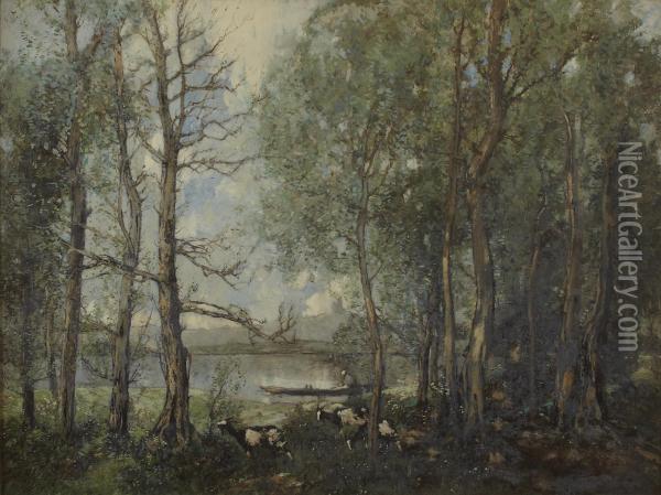Le Loir Pres Lavardin Oil Painting - William Alfred Gibson