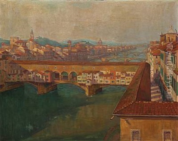 Ponte Vecchio, Firenze Oil Painting - Lili Elbe