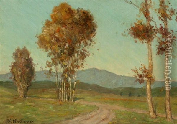 Trees In A Landscape Oil Painting - Frank Coburn