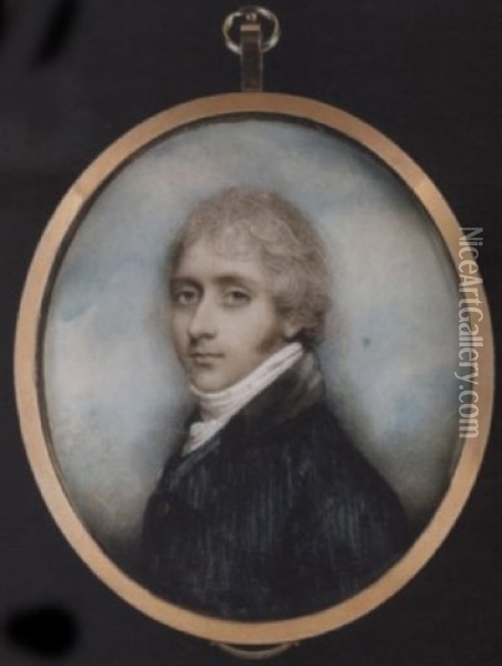 John Manners, Wearing Green Coat With Black Collar, White Shirt And Cravat, His Hair Powdered Oil Painting - Andrew Plimer