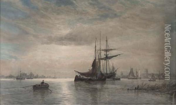 Moonlight, Holland Oil Painting - George Stanfield Walters