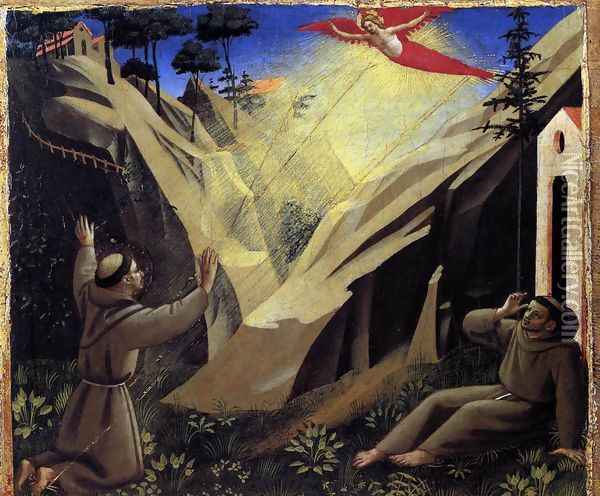 St Francis Receiving the Stigmata 1440 Oil Painting - Angelico Fra
