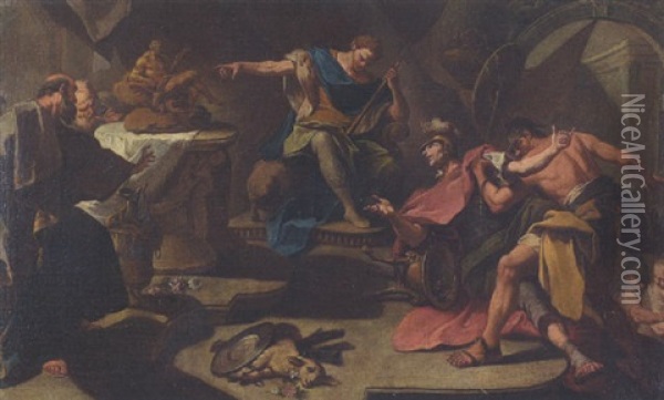 Der Heilige Eustachius Verweigert Das Gotzenopfer Oil Painting - Giovanni Battista Pittoni the younger