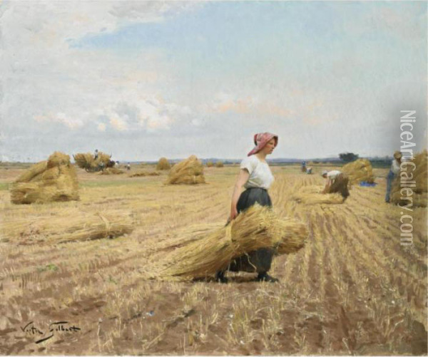 The Harvest Oil Painting - Victor-Gabriel Gilbert