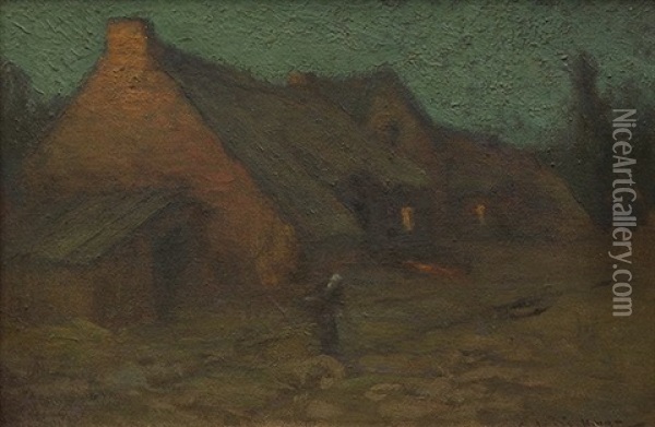 Woman Returning Home At Twilight Oil Painting - Charles Dickman