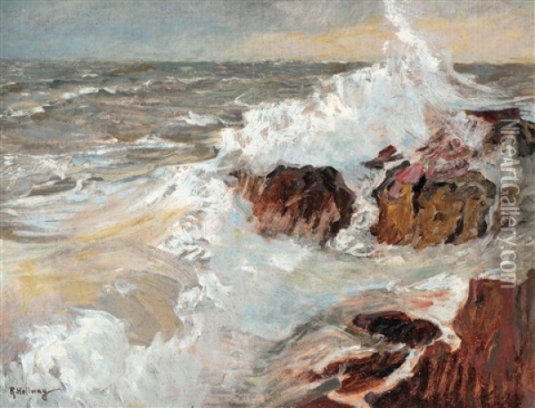 Tosendes Meer Oil Painting - Rudolf Hellwag