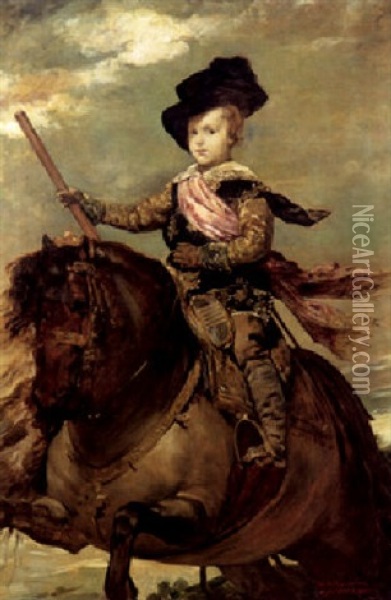 Equestrian Portrait Of Prince Baltasar Carlos Oil Painting - Theo van Rysselberghe