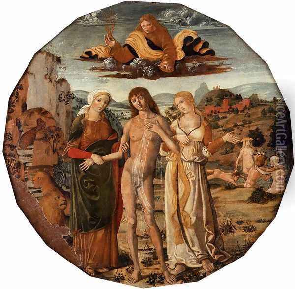 Hercules at the Crossroad Oil Painting - Girolamo Di Benvenuto