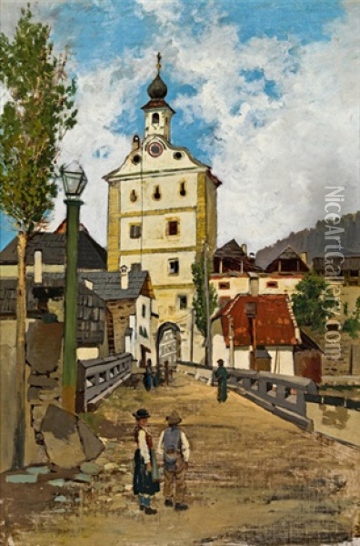 Das Stadttor Von Gmund Oil Painting - Theodor von Hoermann