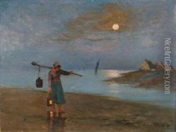 Peche A La Tombee De La Nuit Oil Painting - Eugene Chigot