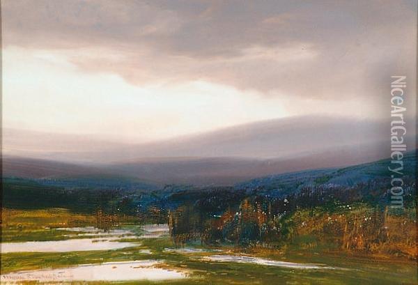 Near Taw Head, Dartmoor Oil Painting - Frederick John Widgery