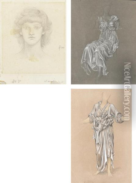 A Group Of Eight Figure And Drapery Studies Oil Painting - Evelyn Pickering De Morgan