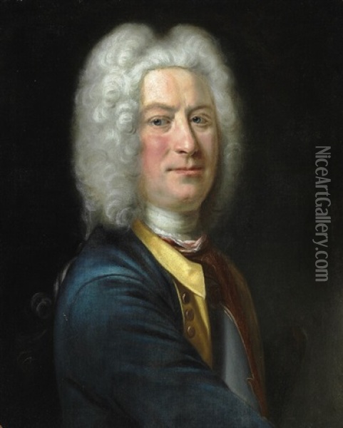 Portrait Of The Swedish Major-general Otto Reinhold Wrangel (1681-1744) Oil Painting - Johann Henrik Scheffel