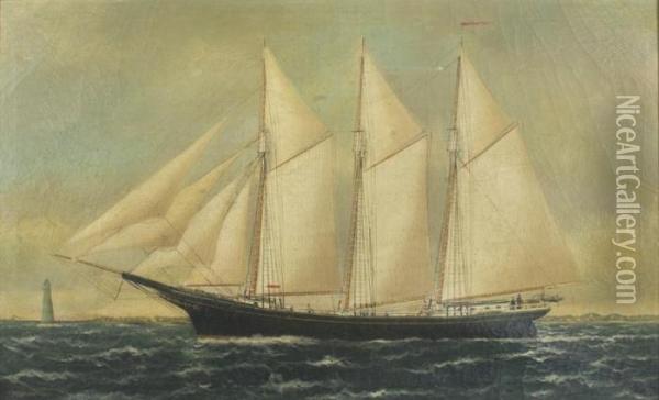 The Three-mastedschooner Tamos Oil Painting - William Pierce Stubbs