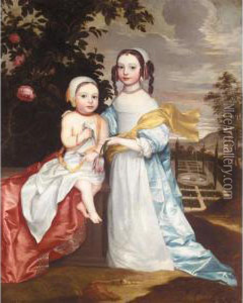 Portrait Of Two Children Oil Painting - John Hayls