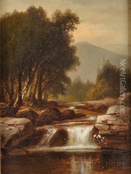 Landscape With Mountain And Waterfall Oil Painting - Benjamin Champney