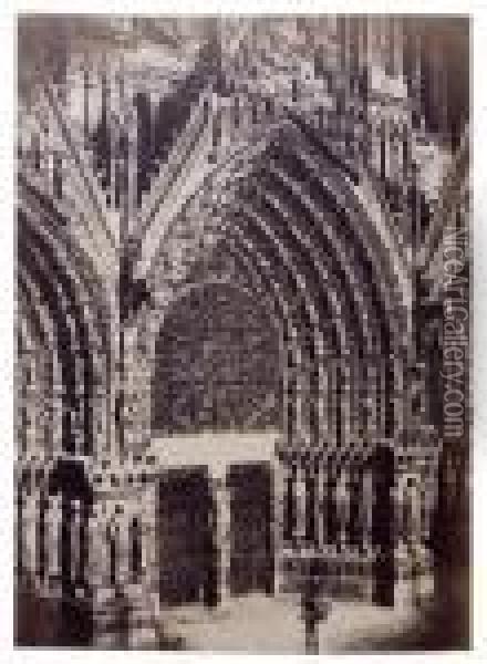 Cathedrale De Reims, Portail Principal Oil Painting - Charles Marville