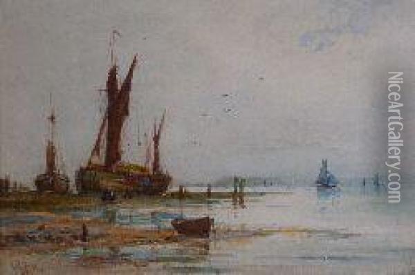 At Low Tide Oil Painting - William Fleming Vallance