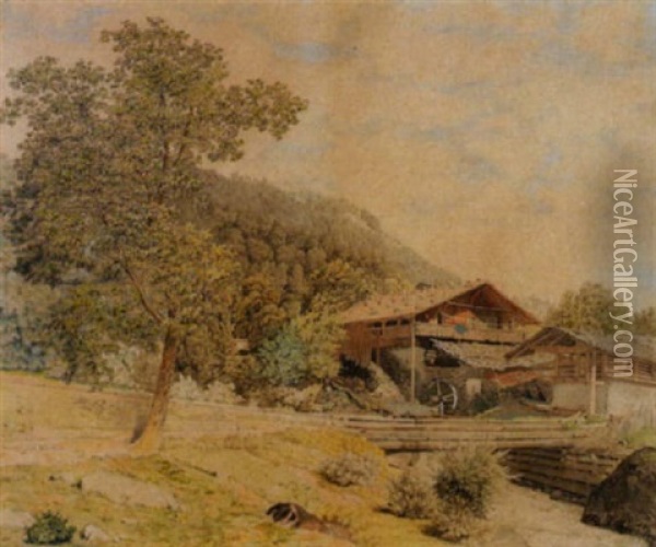 Alte Sagerei Im Berner Oberland Oil Painting - Rudolf Follenweider