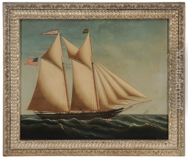 The Schooner Alexander Blue, Capt. George B. Murray, Registered In In Sippican, Maine Oil Painting - Edward Arnold
