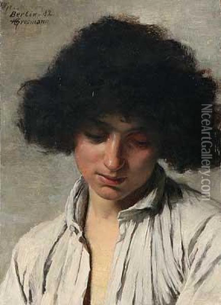 Portrait Eines Knaben Mit Lockigem Haar Oil Painting - Hedwig Grossmann