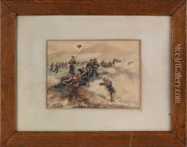A Military Battle Oil Painting - Julian Oliver Davidson