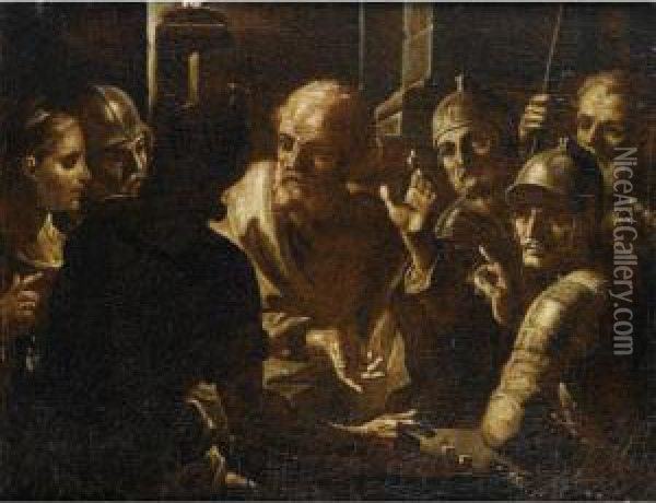 Le Reniement De Saint Pierre Oil Painting - Giovanni Gioseffo da Sole