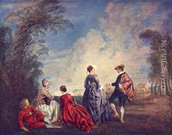 The verlegene request Oil Painting - Jean-Antoine Watteau