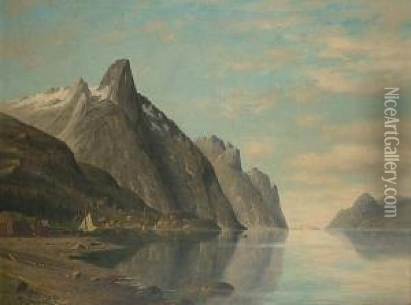Fjord Scene Oil Painting - Gustav Johann Lange