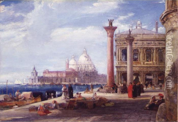 View Of The Piazzetta, Venice Oil Painting - James Holland