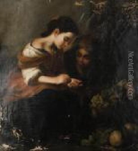 Two Young Fruit Sellers Counting Theirmoney Oil Painting - Bartolome Esteban Murillo