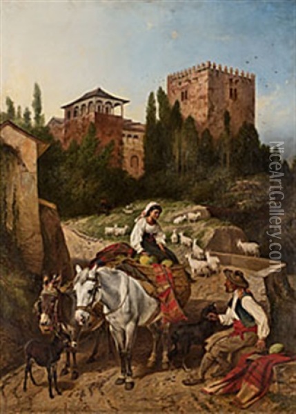Locador De La Reina Alhambra Oil Painting - Richard Ansdell