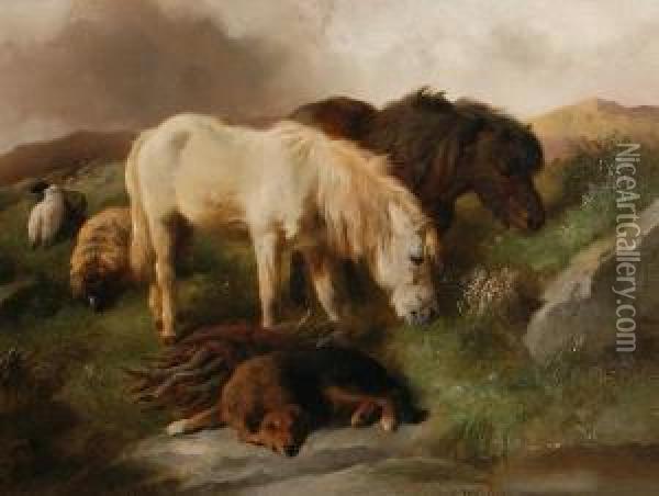 Highland Ponies Oil Painting - George W. Horlor