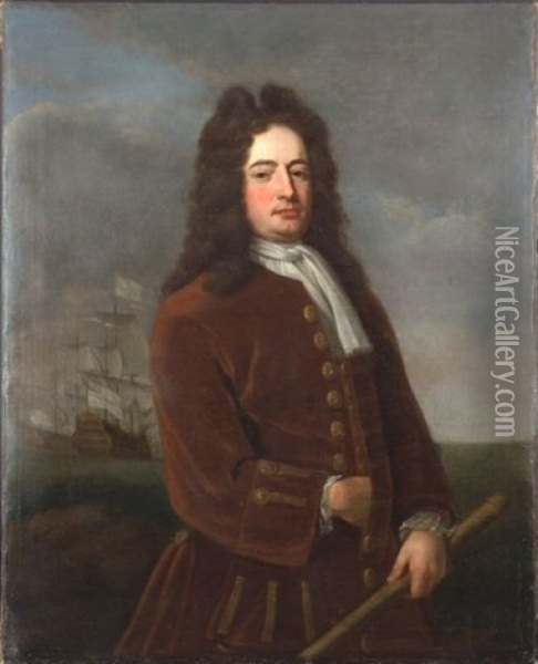 Vice Admiral Edward Vernon, Commander In Chief In The West Indies (british, 1684-1757) Oil Painting - Thomas Bardwell