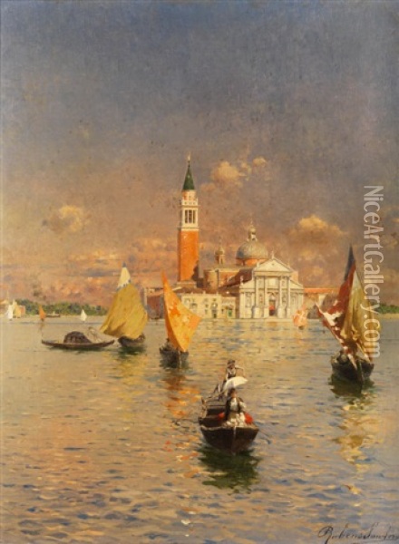 Blick Auf San Giorgio Maggiore Von Venedig Oil Painting - Rubens Santoro