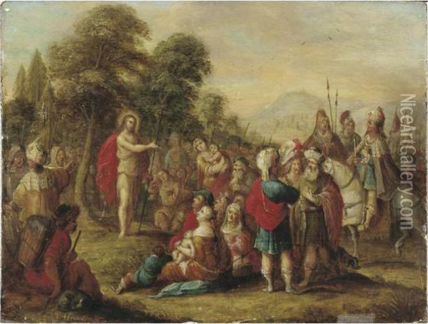La Predication De Saint Jean-baptiste Dans Un Paysage Oil Painting - Frans II Francken