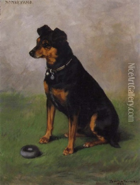 Monkeyano, Dog Portrait Oil Painting - Frances C. Fairman