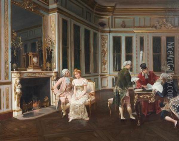 The Marriage Contract Oil Painting - Alonso Perez