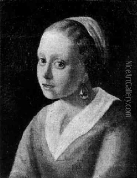 Bildnis Einer Jungen Frau Mit Perlenohrgehange Oil Painting - Johannes Vermeer