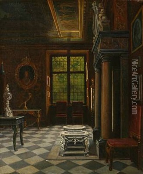 Interior At Rosenborg Castle, Copenhagen Oil Painting - Christian Tilemann-Petersen