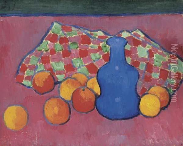 Blaue Vase Mit Orangen Oil Painting - Alexei Jawlensky