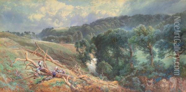 Warks Burn, Northumberland Oil Painting - Myles Birket Foster