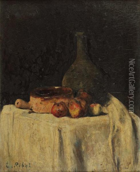 Nature Morte Au Pichet Et Fruits Oil Painting - Theodule Augustine Ribot
