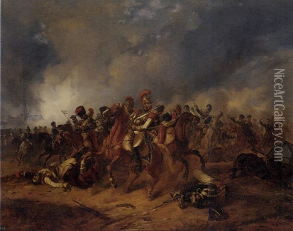 A Skirmish In The Napoleonic Wars Oil Painting - Ludwig Elsholtz