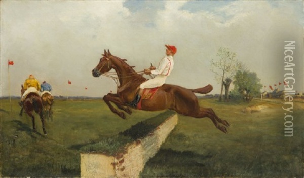 Hurdle Race Oil Painting - Artur Wielogtowski