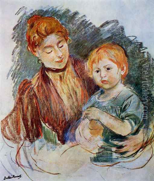 Woman And Child Oil Painting - Berthe Morisot