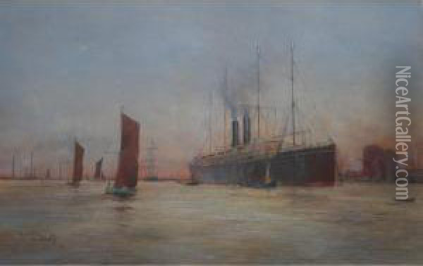 The Ill-fated Oceana At Tilbury Oil Painting - William Minshall Birchall