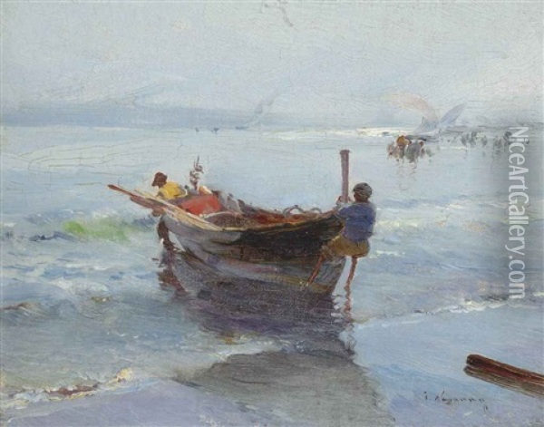 Coming Ashore Oil Painting - Jose Navarro Llorens
