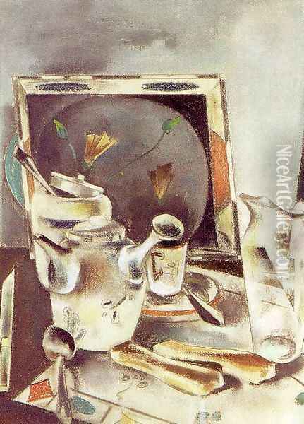 Still life: Tea Table 1927 Oil Painting - Preston Dickinson